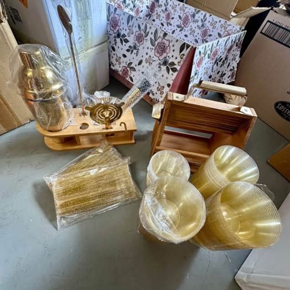 Wedding Event Bar Supplies Gold Cocktail Set Toolbox Bottle Opener Cups Stir